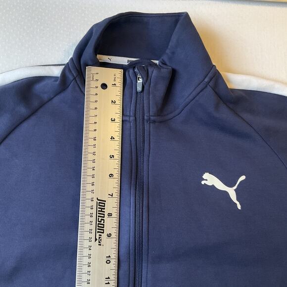 Puma Men Sweatshirt Jacket XL Navy Activewear Logo Long Sleeve Full Zip - Picture 3 of 8